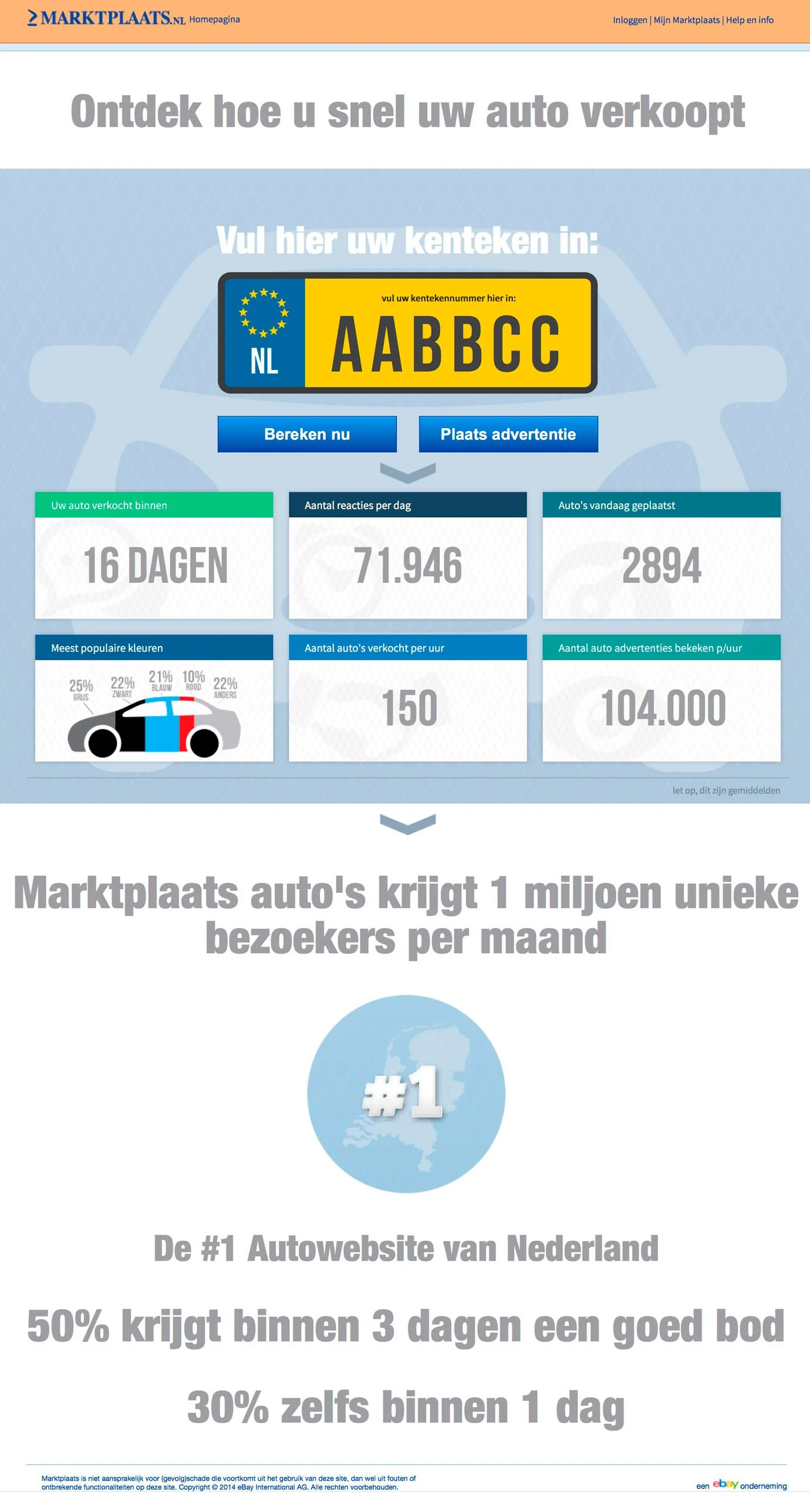 Marktplaats landing page